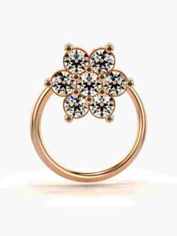 Valanova - Sterling Silver Rose Gold Plated and Certified Lab Grown Diamond 0.15Cts Nose Pin