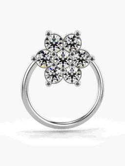 Valanova - Sterling Silver White Gold Plated and Certified Lab Grown Diamond 0.15Cts Nose Pin