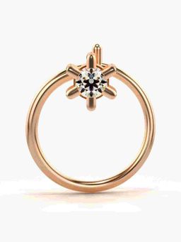 Valanova - Sterling Silver Rose Gold Plated and Certified Lab Grown Diamond 0.04Cts Nose Pin