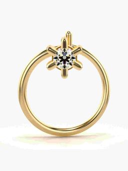 Valanova - Sterling Silver Yellow Gold Plated and Certified Lab Grown Diamond 0.04Cts Nose Pin