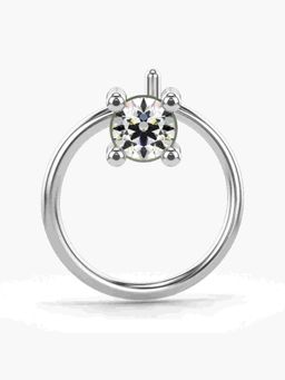 Valanova - Sterling Silver White Gold Plated and Certified Lab Grown Diamond 0.07Cts Nose Pin