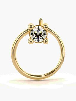 Valanova - Sterling Silver Yellow Gold Plated and Certified Lab Grown Diamond 0.07Cts Nose Pin