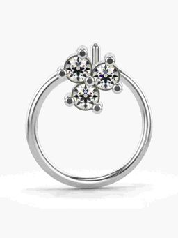 Valanova - Sterling Silver White Gold Plated and Certified Lab Grown Diamond 0.06Cts Nose Pin