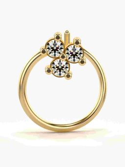 Valanova - Sterling Silver Yellow Gold Plated and Certified Lab Grown Diamond 0.06Cts Nose Pin