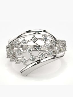 Valanova - Sterling Silver with White Gold Plated and Certified Lab Grown Diamond 0.33Cts Ring
