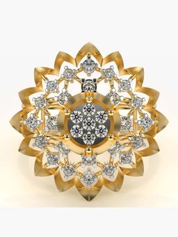 Valanova - Sterling Silver with Yellow Gold Plated and Certified Lab Grown Diamond 0.50Cts Ring