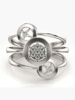 Valanova - Sterling Silver with White Gold Plated and Certified Lab Grown Diamond 0.13Cts Ring