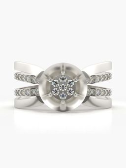 Valanova - Sterling Silver with White Gold Plated and Certified Lab Grown Diamond 0.40Cts Ring