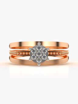 Valanova - Sterling Silver with Rose Gold Plated and Certified Lab Grown Diamond 0.16Cts Ring