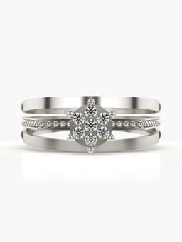 Valanova - Sterling Silver with White Gold Plated and Certified Lab Grown Diamond 0.16Cts Ring