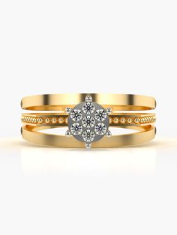 Valanova - Sterling Silver with Yellow Gold Plated and Certified Lab Grown Diamond 0.16Cts Ring