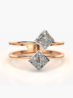 Valanova - Sterling Silver with Rose Gold Plated and Certified Lab Grown Diamond 0.15Cts Ring