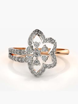 Valanova - Sterling Silver with Rose Gold Plated and Certified Lab Grown Diamond 0.51Cts Ring