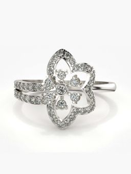 Valanova - Sterling Silver with White Gold Plated and Certified Lab Grown Diamond 0.51Cts Ring