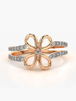 Valanova - Sterling Silver with Rose Gold Plated and Certified Lab Grown Diamond 0.28Cts Ring