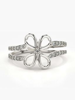 Valanova - Sterling Silver with White Gold Plated and Certified Lab Grown Diamond 0.28Cts Ring