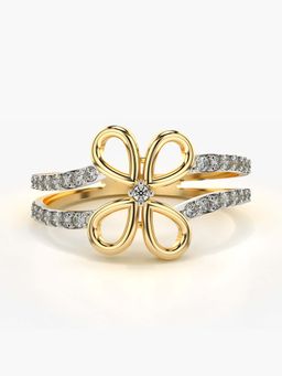 Valanova - Sterling Silver with Yellow Gold Plated and Certified Lab Grown Diamond 0.28Cts Ring