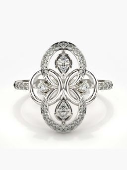 Valanova - Sterling Silver with White Gold Plated and Certified Lab Grown Diamond 0.41Cts Ring