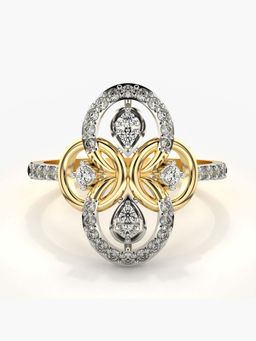 Valanova - Sterling Silver with Yellow Gold Plated and Certified Lab Grown Diamond 0.41Cts Ring