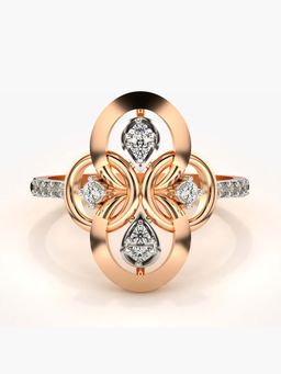Valanova - Sterling Silver with Rose Gold Plated and Certified Lab Grown Diamond 0.21Cts Ring