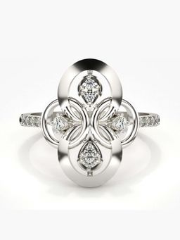 Valanova - Sterling Silver with White Gold Plated and Certified Lab Grown Diamond 0.21Cts Ring