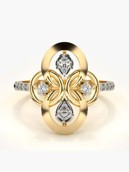 Valanova - Sterling Silver with Yellow Gold Plated and Certified Lab Grown Diamond 0.21Cts Ring