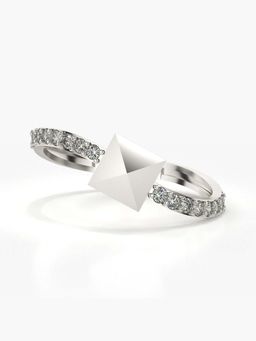 Valanova - Sterling Silver with White Gold Plated and Certified Lab Grown Diamond 0.22Cts Ring