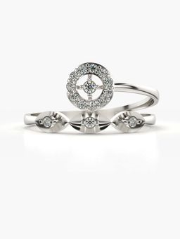 Valanova - Sterling Silver with White Gold Plated and Certified Lab Grown Diamond 0.16Cts Ring