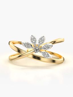 Valanova - Sterling Silver with Yellow Gold Plated and Certified Lab Grown Diamond 0.11Cts Ring