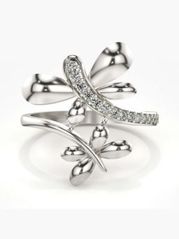 Valanova - Sterling Silver with White Gold Plated and Certified Lab Grown Diamond 0.14Cts Ring
