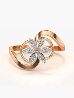 Valanova - Sterling Silver with Rose Gold Plated and Certified Lab Grown Diamond 0.14Cts Ring