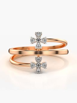 Valanova - Sterling Silver with Rose Gold Plated and Certified Lab Grown Diamond 0.14Cts Ring