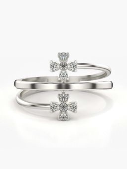 Valanova - Sterling Silver with White Gold Plated and Certified Lab Grown Diamond 0.14Cts Ring