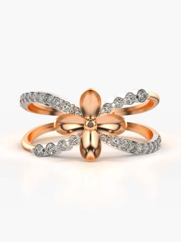 Valanova - Sterling Silver with Rose Gold Plated and Certified Lab Grown Diamond 0.31Cts Ring