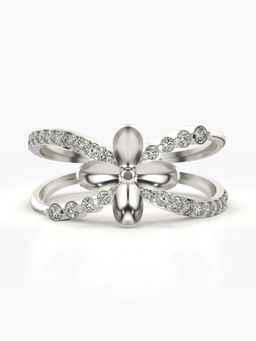 Valanova - Sterling Silver with White Gold Plated and Certified Lab Grown Diamond 0.31Cts Ring