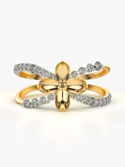 Valanova - Sterling Silver with Yellow Gold Plated and Certified Lab Grown Diamond 0.31Cts Ring