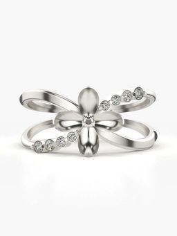 Valanova - Sterling Silver with White Gold Plated and Certified Lab Grown Diamond 0.11Cts Ring