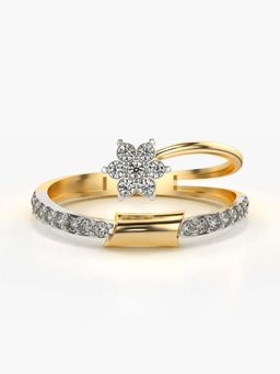 Valanova - Sterling Silver with Yellow Gold Plated and Certified Lab Grown Diamond 0.29Cts Ring