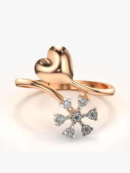 Valanova - Sterling Silver with Rose Gold Plated and Certified Lab Grown Diamond 0.13Cts Ring