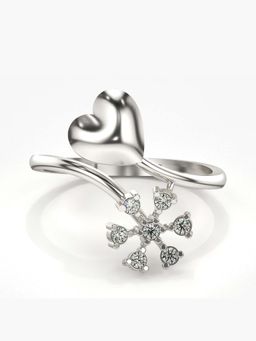 Valanova - Sterling Silver with White Gold Plated and Certified Lab Grown Diamond 0.13Cts Ring