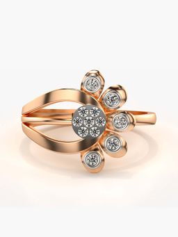 Valanova - Sterling Silver with Rose Gold Plated and Certified Lab Grown Diamond 0.16Cts Ring