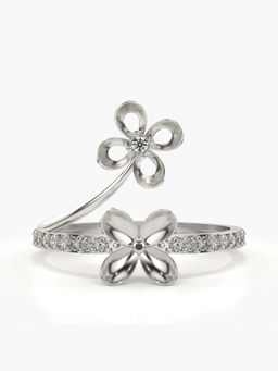 Valanova - Sterling Silver with White Gold Plated and Certified Lab Grown Diamond 0.19Cts Ring