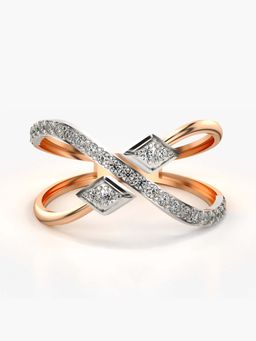 Valanova - Sterling Silver with Rose Gold Plated and Certified Lab Grown Diamond 0.27Cts Ring