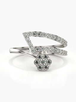 Valanova - Sterling Silver with White Gold Plated and Certified Lab Grown Diamond 0.50Cts Ring
