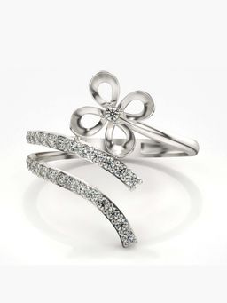 Valanova - Sterling Silver with White Gold Plated and Certified Lab Grown Diamond 0.30Cts Ring