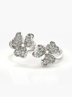 Valanova - Sterling Silver with White Gold Plated and Certified Lab Grown Diamond 0.33Cts Ring