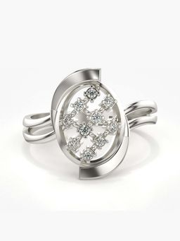 Valanova - Sterling Silver with White Gold Plated and Certified Lab Grown Diamond 0.09Cts Ring