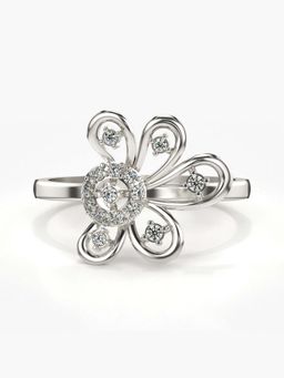 Valanova - Sterling Silver with White Gold Plated and Certified Lab Grown Diamond 0.14Cts Ring