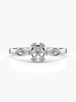 Valanova - Sterling Silver with White Gold Plated and Certified Lab Grown Diamond 0.09Cts Ring