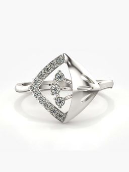 Valanova - Sterling Silver with White Gold Plated and Certified Lab Grown Diamond 0.18Cts Ring